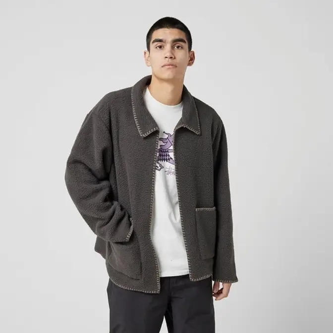 ★送料・関税込★Stussy★Stussy Woodsy Blanket Stitch Fleece Stussy Woodsy Blanket Stitch Fleece Jacket 'Black' 218128