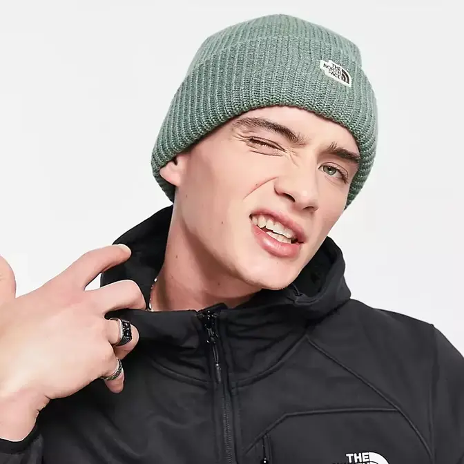 North face hot sale green beanie