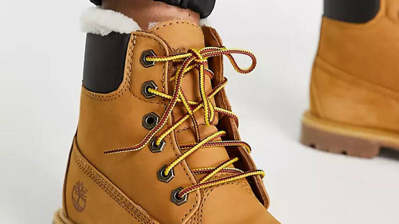 Timberland Premium Shearling Lace Up Boots Wheat