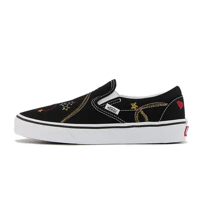 Black and gold on sale slip on vans