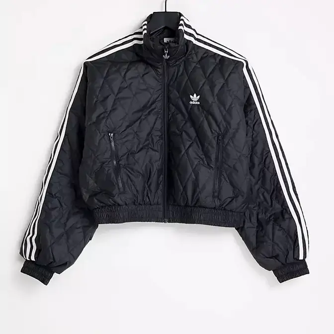 トップス adidas QUILTED 3 STRIPES VTG 90's Adidas Reversible Blue 3 Stripe Hooded Zip Puff