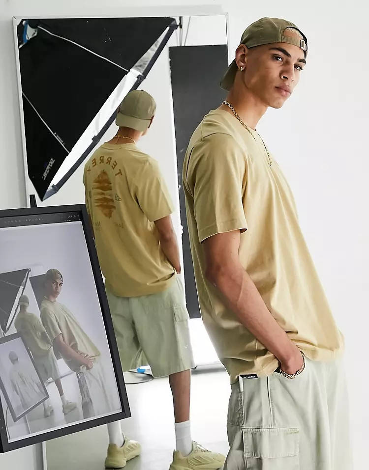 adidas Outdoors Terrex Terrain Graphic T-Shirt Beige Side