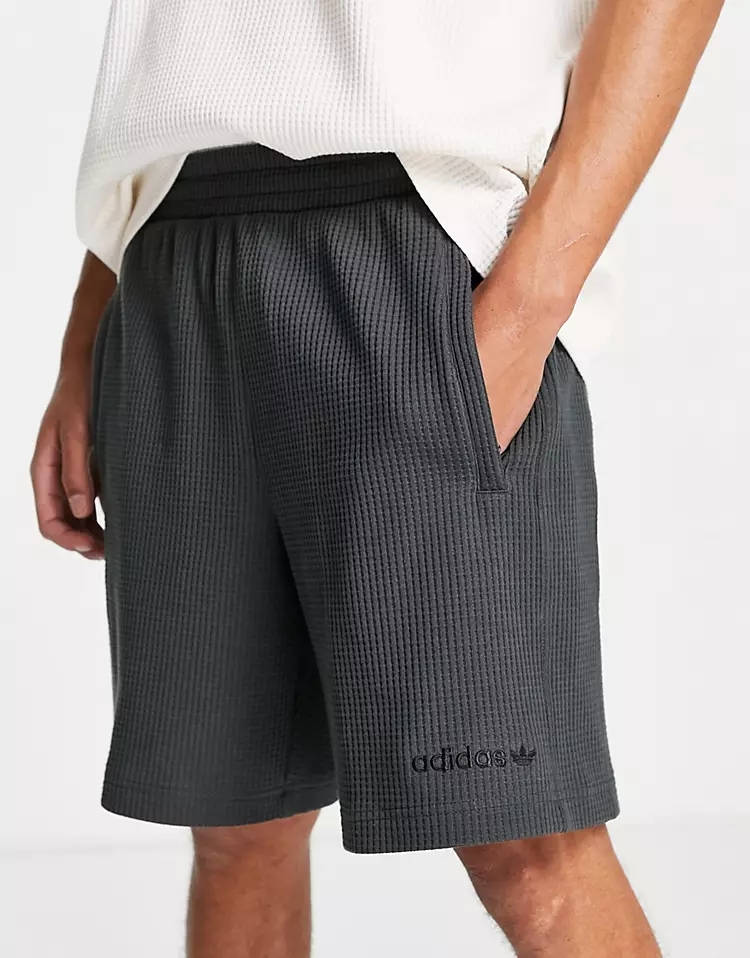 【ANGLAN】Pigment Waffle Shorts adidas Lounge Waffle Knit Loose Men's Shorts Pink HR5845