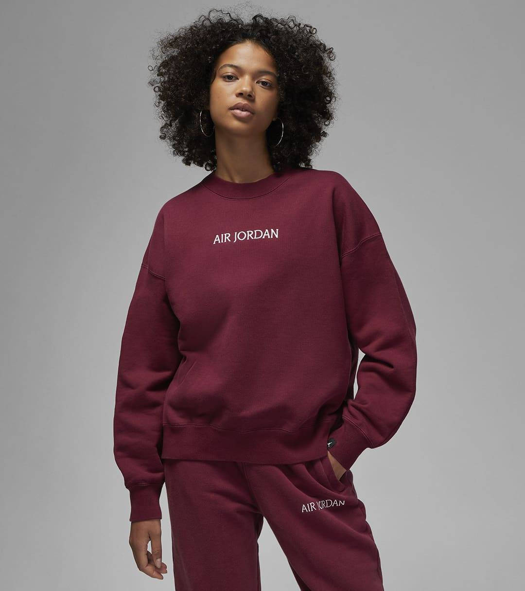 Air Jordan Wordmark Crew Dark Red Feature