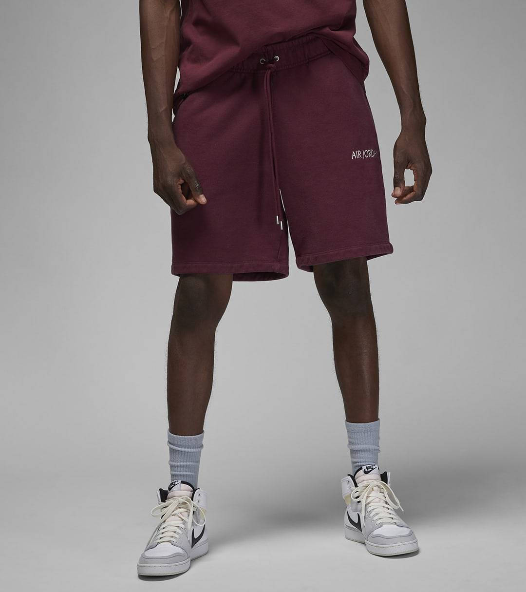 Air Jordan Wordmark Fleece Shorts Dark Red Feature