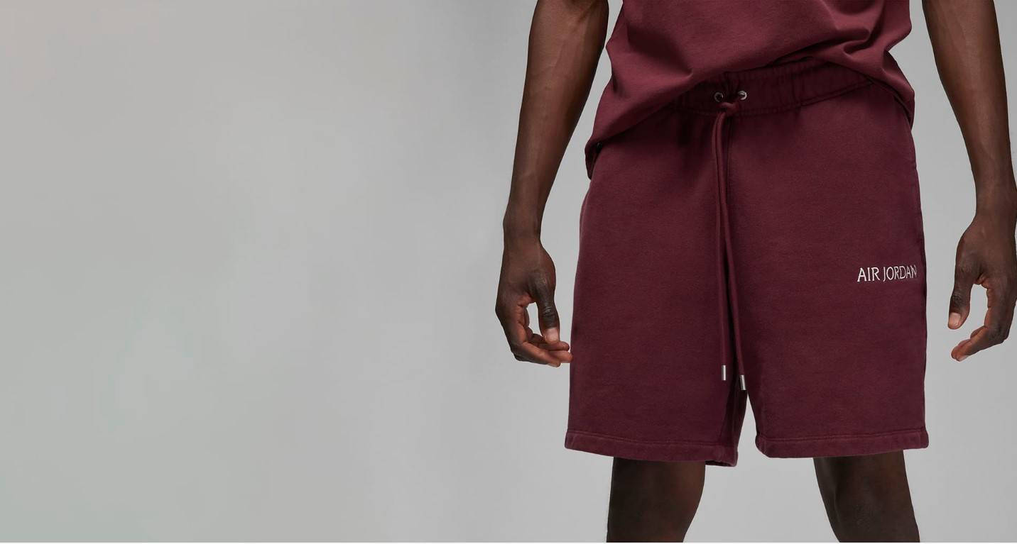 Air Jordan Wordmark Fleece Shorts Dark Red Front