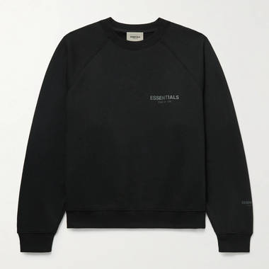 Fear of God Essentials Logo-Print Cotton-Blend Jersey Sweatshirt Black