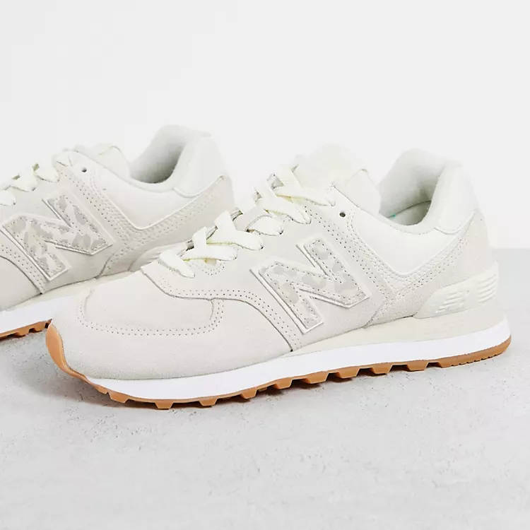 New Balance 574 Animal Print White