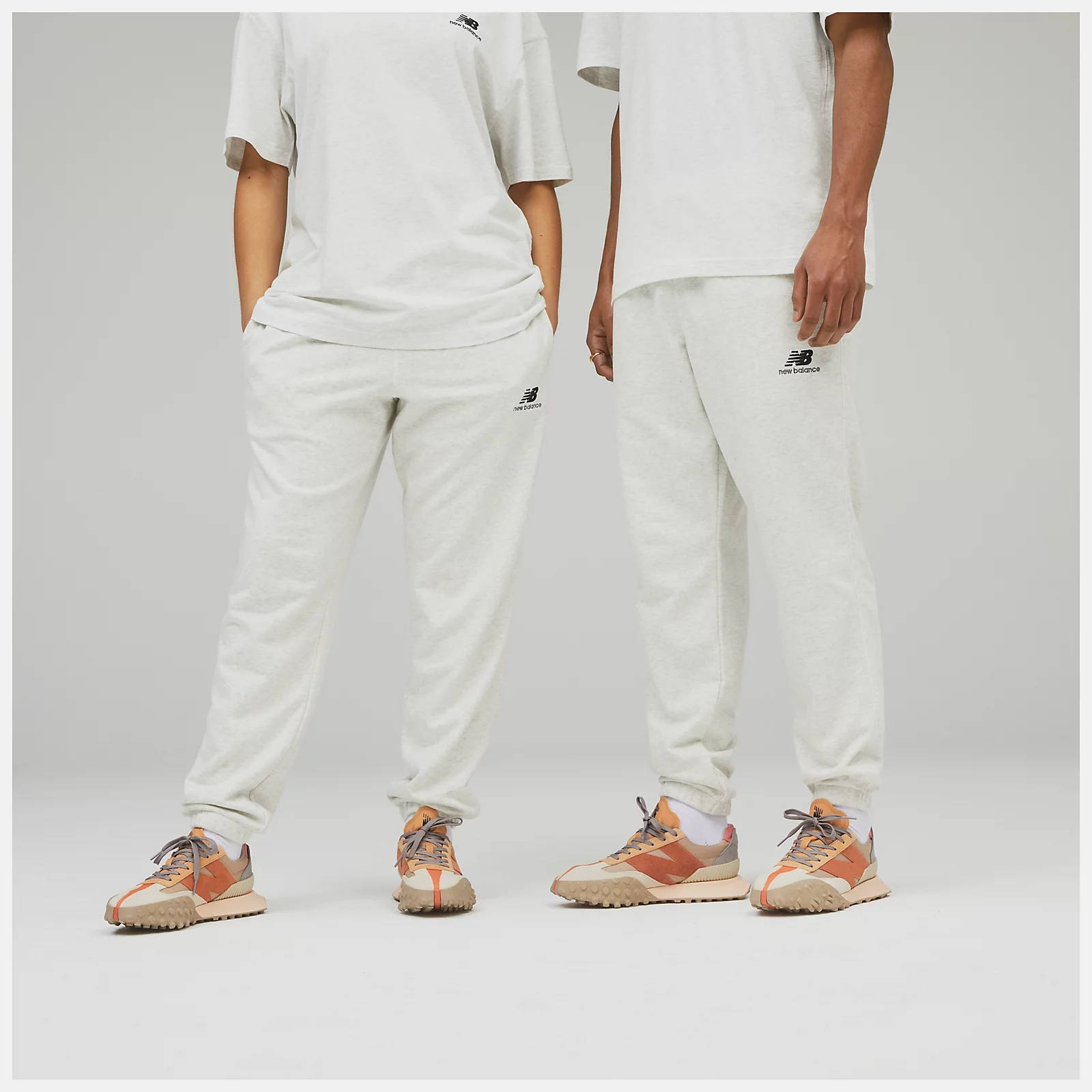 ☆New Balance☆UNI ESS Heritage Warm Up Straight Pants☆Gray New Balance Unissentials French Terry Sweatpant 'Sea Salt