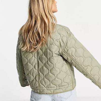 Pull Bear Quilted Jacket Khaki IetpShops