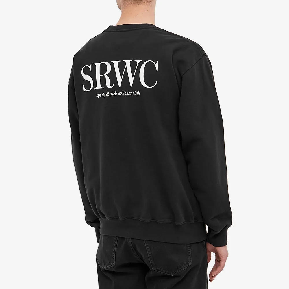 Sporty & Rich Upper East Side Crewneck fashion Sweatshirt in Black Medium Unisex Pullove