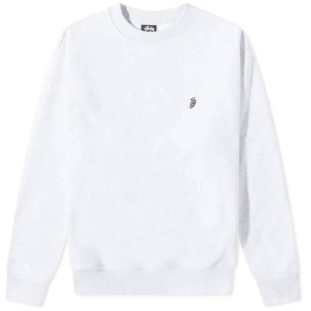 Stussy Swirl Applique Crew Sweatshirt Ash Heather