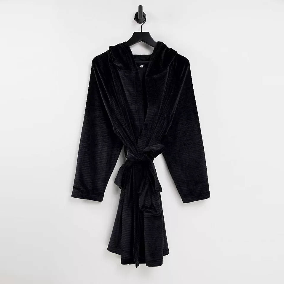 Topshop Velvet Waffle Hooded Robe