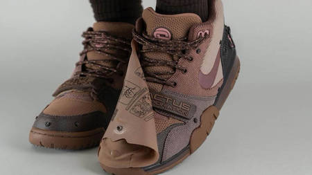 The Travis Scott x Nike Air Trainer 1 "Wheat" Features a Removable Protective Sheath The Travis Scott x Nike Air Trainer 1 "Wheat" Features a Removable Protective Sheath