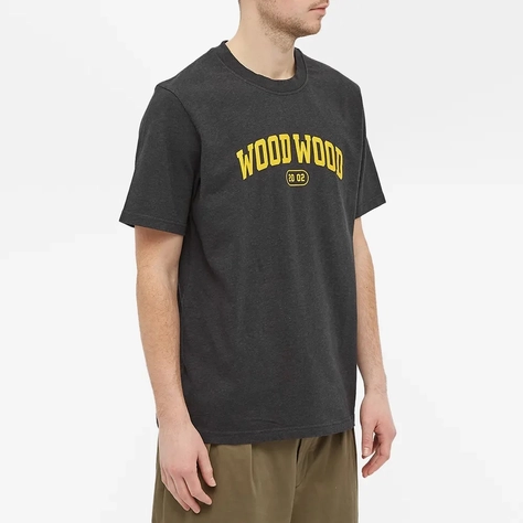 Wood Wood Bobby Arch Logo T-Shirt Charcoal Melange