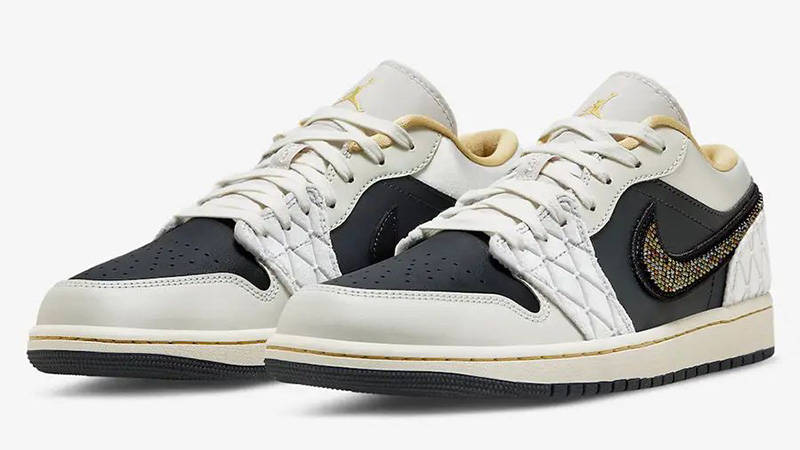 Air Jordan 1 Low Beaded Swooshes White Black DV1762-001 front