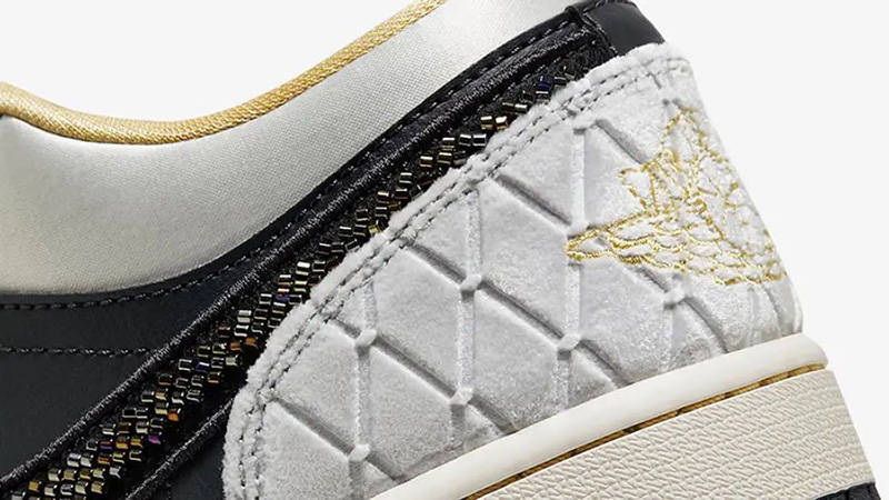 Air Jordan 1 Low Beaded Swooshes White Black DV1762-001 heel