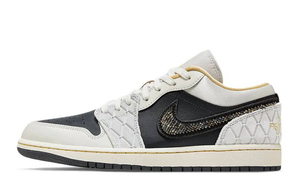 Air Jordan 1 Low Beaded Swooshes White Black DV1762-001