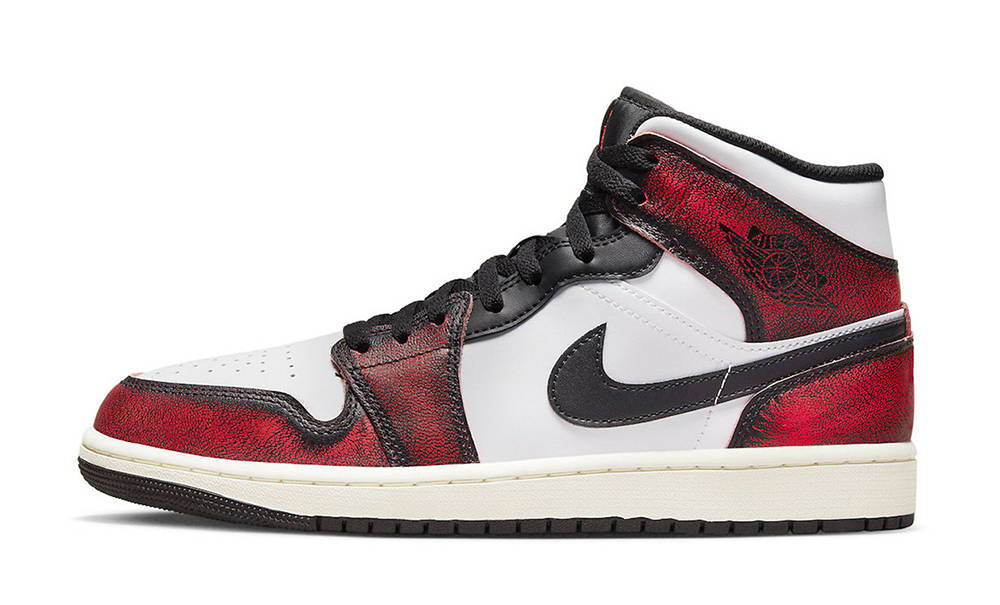 Air Jordan 1 Mid Wear Away White Black Red