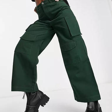 COLLUSION Low Rise Wide Leg Cargo Trousers