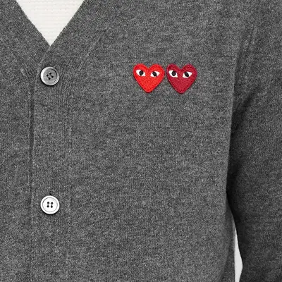 Comme des Garcons Play Double Heart Cardigan Grey Detail