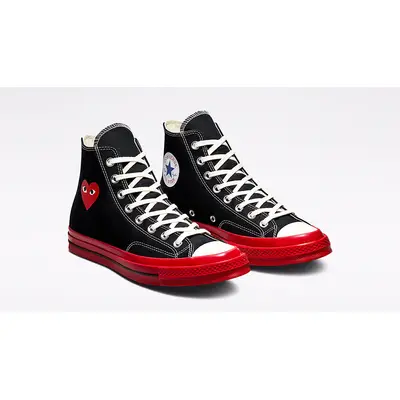 Comme des Garcons PLAY x Converse Chuck 70 High Black Red A01793C Side