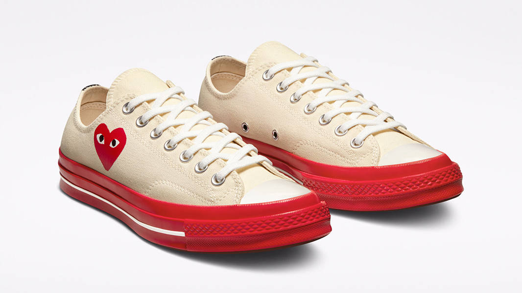 Comme des Garcons PLAY x Converse Chuck 70 Low White Red A01796C Side