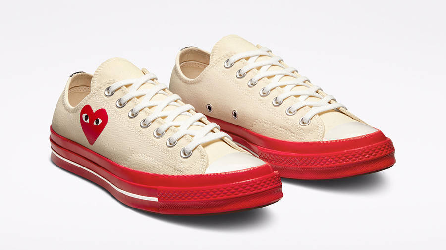 Comme des Garcons PLAY x Converse Chuck 70 Low White Red A01796C Side