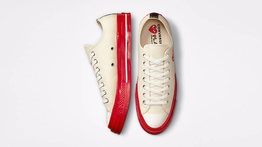 Comme des Garcons PLAY x Converse Chuck 70 Low White Red A01796C Top