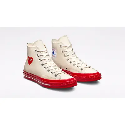 Comme des Garcons PLAY x womens Converse Chuck 70 White Red A01794C Side