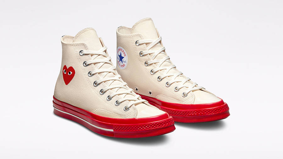 Comme des Garcons PLAY x Converse Chuck 70 White Red A01794C Side