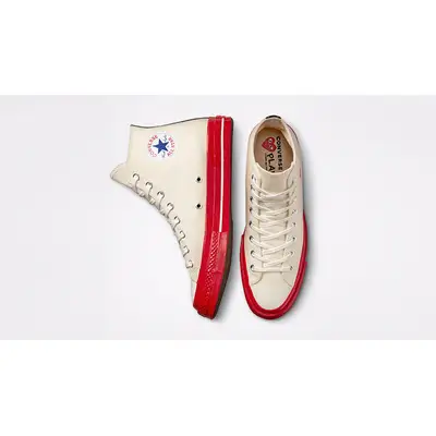 Comme des Garcons PLAY x womens Converse Chuck 70 White Red A01794C Top