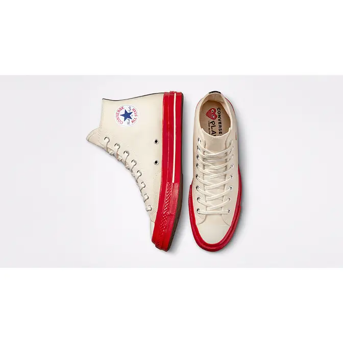 Comme des Garcons PLAY x womens Converse Chuck 70 White Red A01794C Top