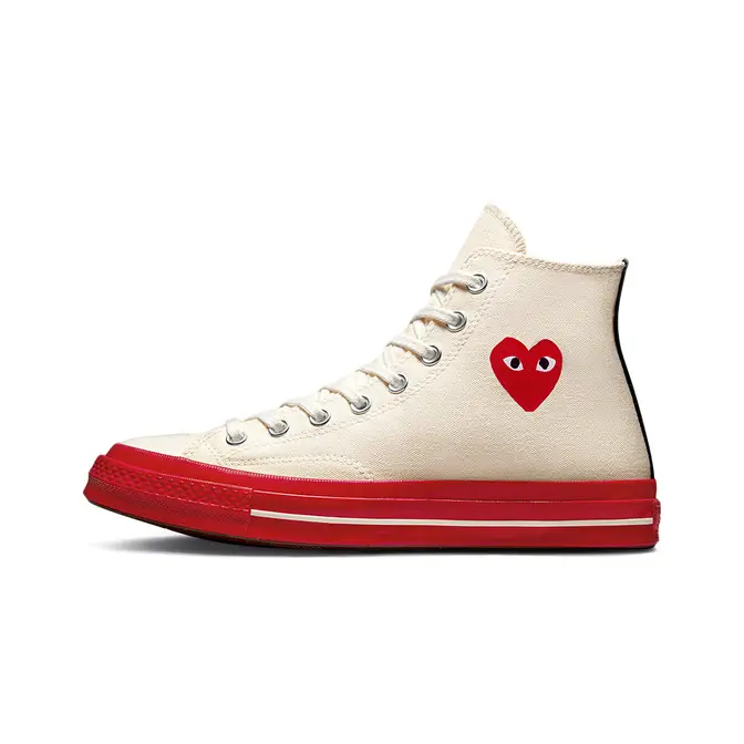 Comme des Garcons PLAY x womens Converse Chuck 70 White Red A01794C