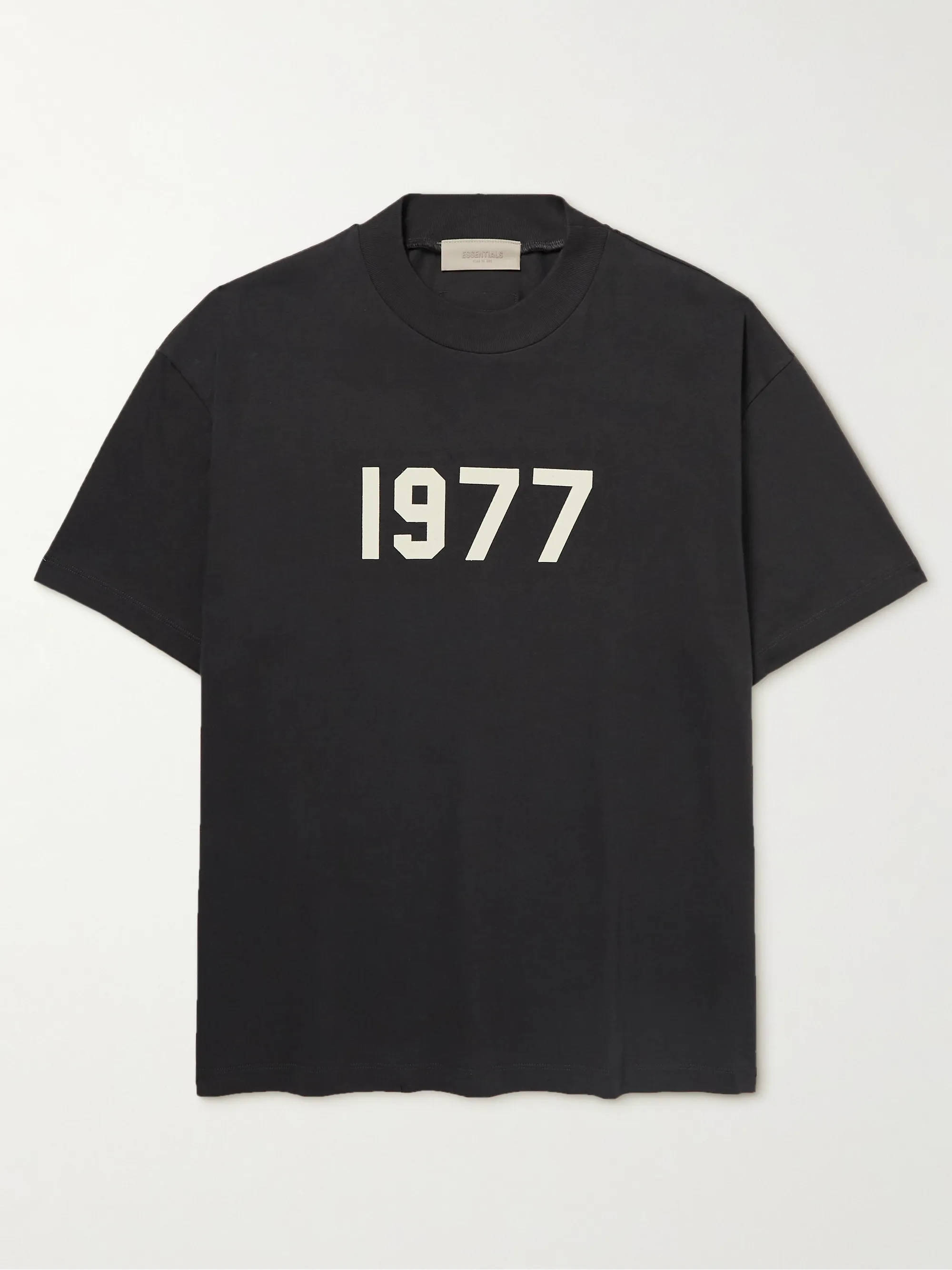 Fear of God ESSENTIALS Logo-Flocked T-Shirt Charcoal