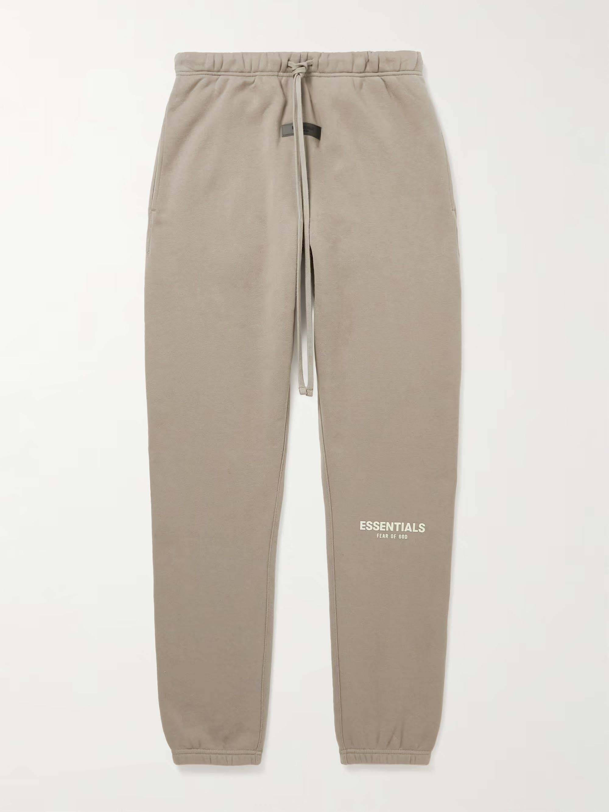 Fear of God ESSENTIALS Slim-Fit Logo-Flocked Jersey Sweatpants Brown