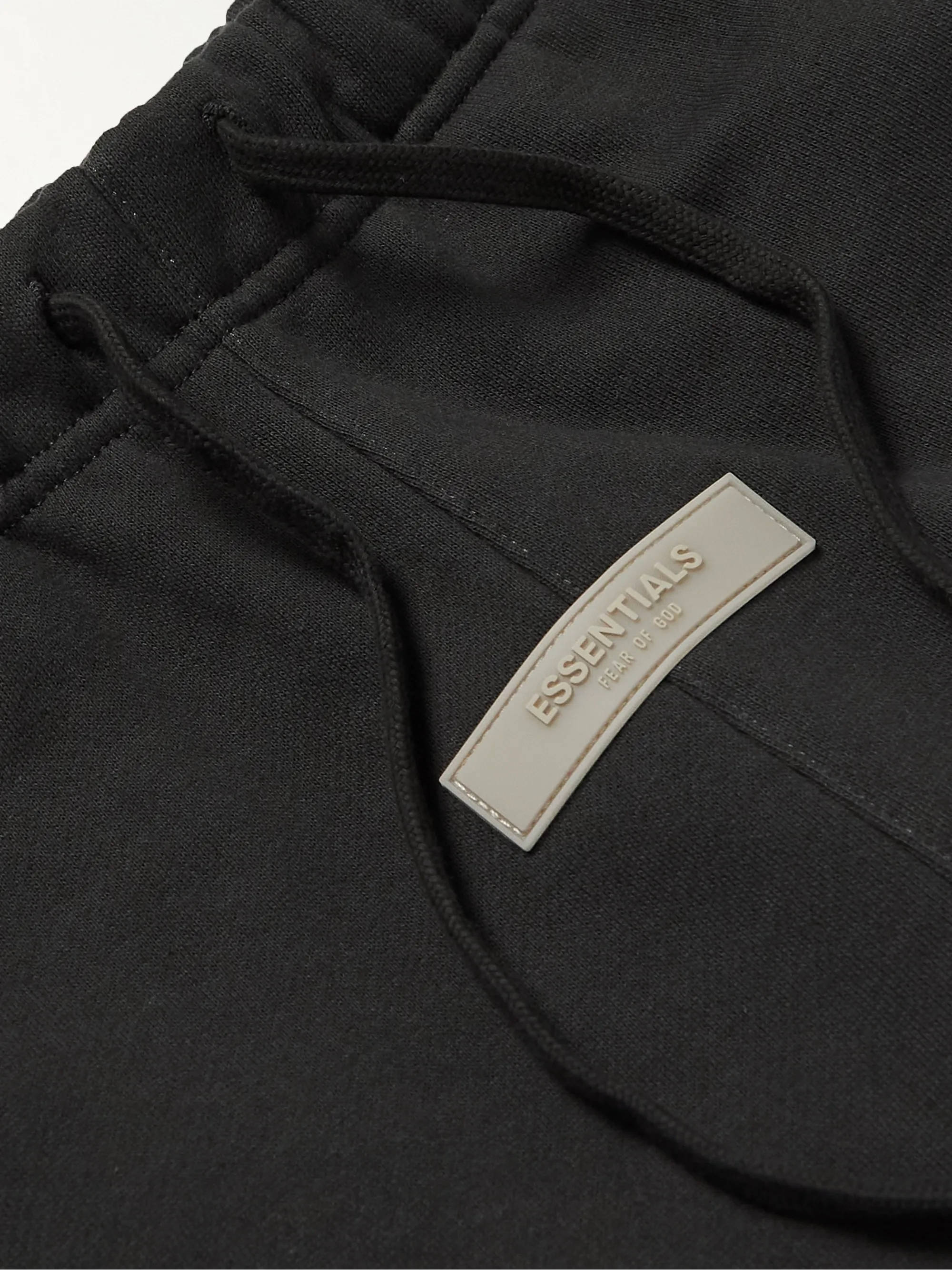 Fear of God ESSENTIALS Slim-Fit Logo-Flocked Jersey Sweatpants Charcoal Detail