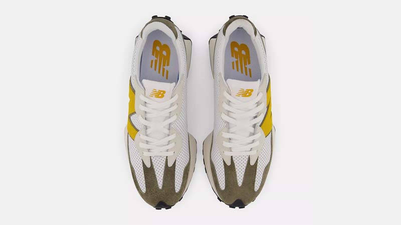 New Balance 327 White Varsity Gold Middle