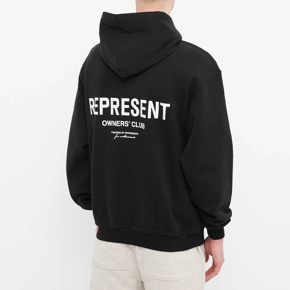 Represent Owners Club Popover Hoodie - Black | The Sole Supplier