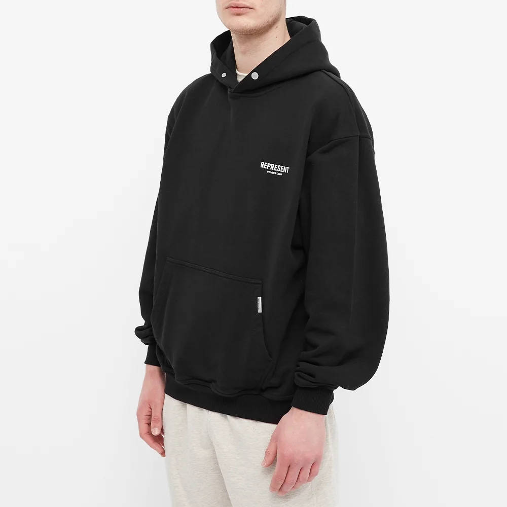Represent Owners Club Popover Hoodie - Black | The Sole Supplier