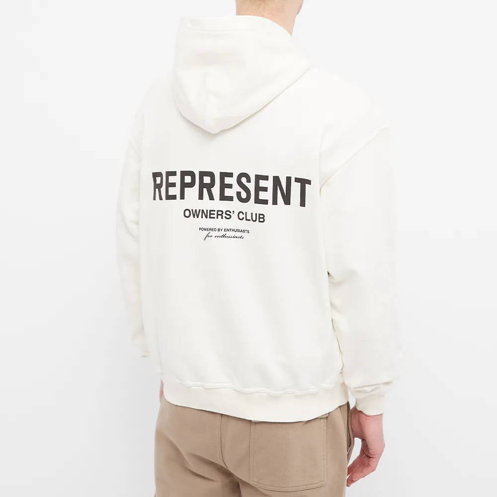 Represent Owners Club Popover Hoodie Flat White Back