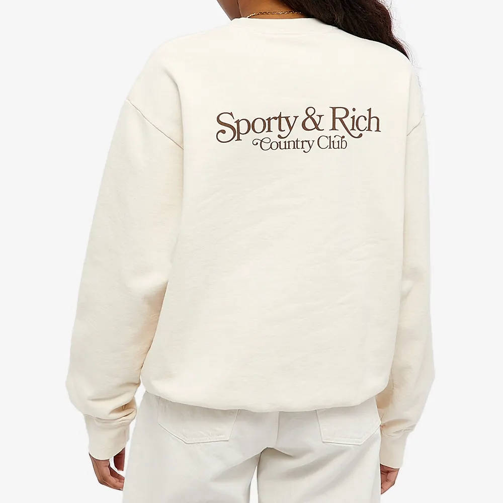 Sporty & Rich Bardot Country Club Crew Sweatshirt