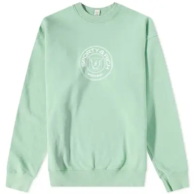 ★Sporty & Rich★ Monaco Logo Print Sweatshirt Sage CR445SA Sporty & Rich Monaco Crew Sweatshirt | Where To Buy | The