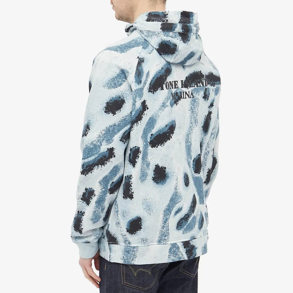 Stone Island Reef Camo Popover Hoodie Aqua Back