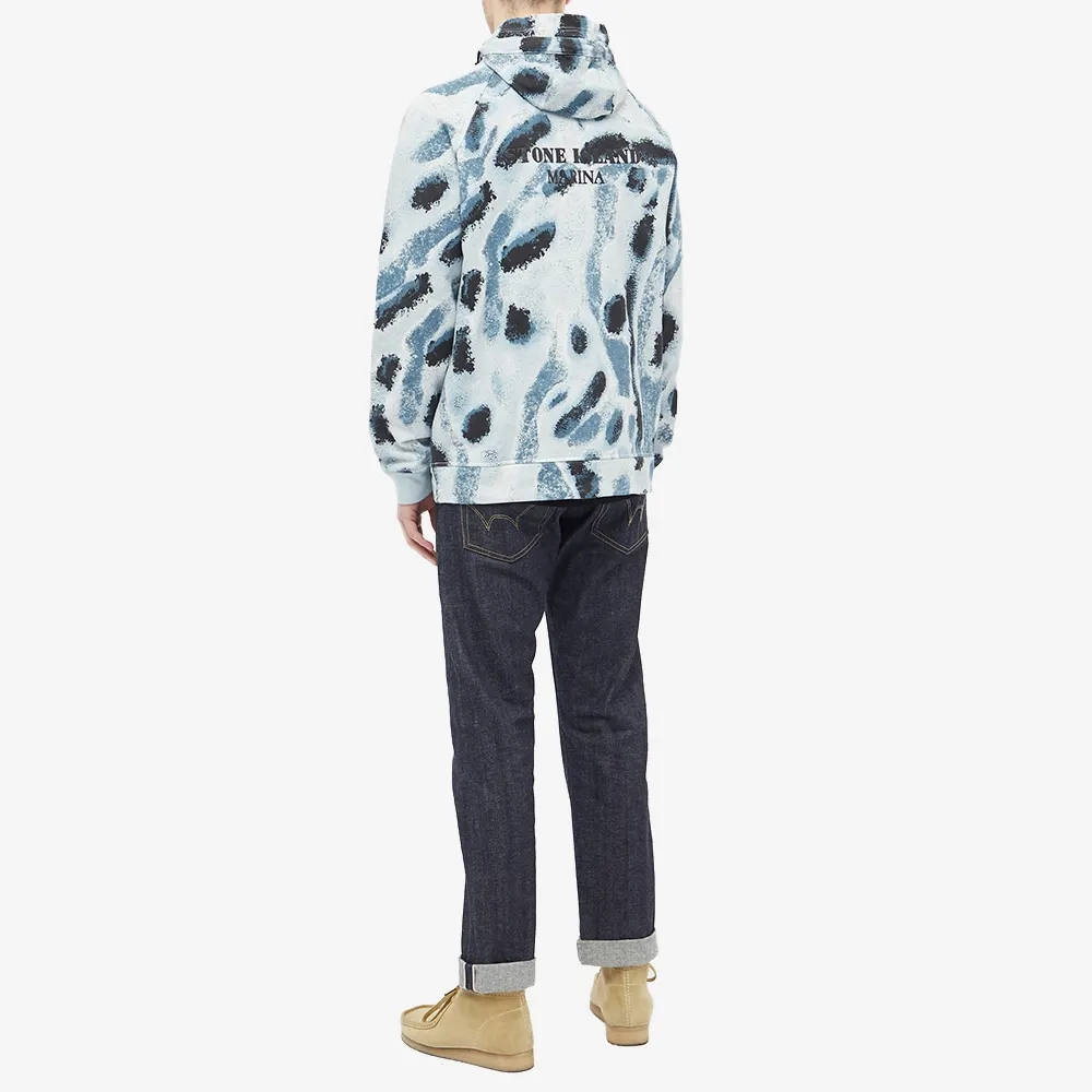 Stone Island Reef Camo Popover Hoodie Aqua Full