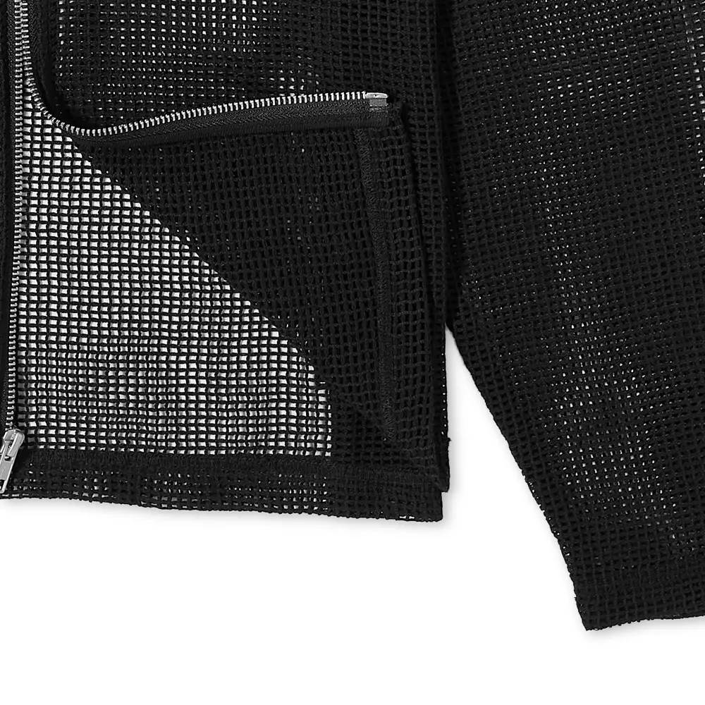 Stussy Cotton Mesh Zip Shirt Black Detail