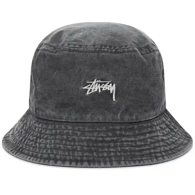 Stussy Washed Stock Bucket Hat don Charcoal