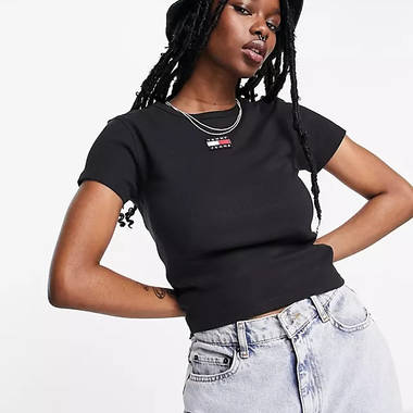 Tommy Jeans Baby Crop Rib Centre Badge T-Shirt