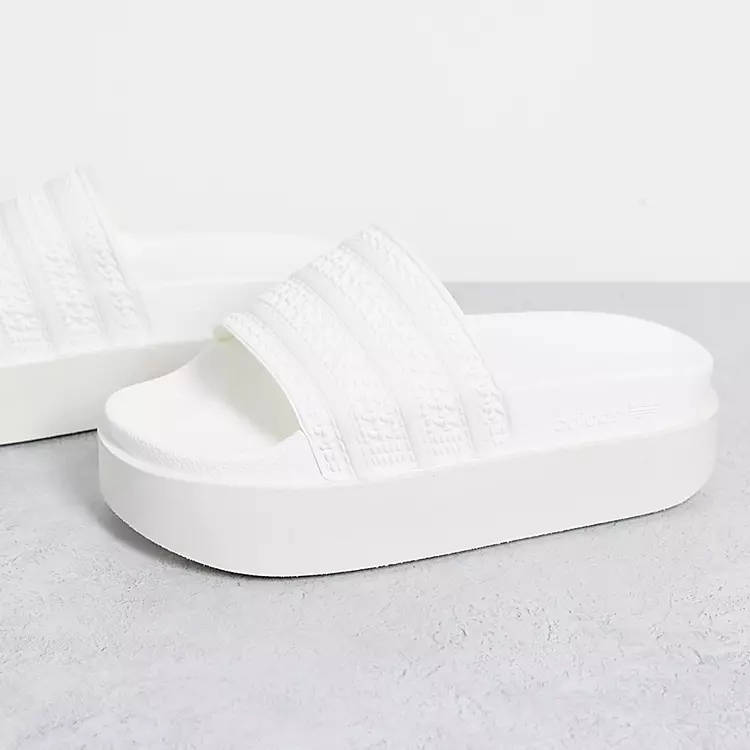 adidas Adilette Bonega Platform Sliders Off White