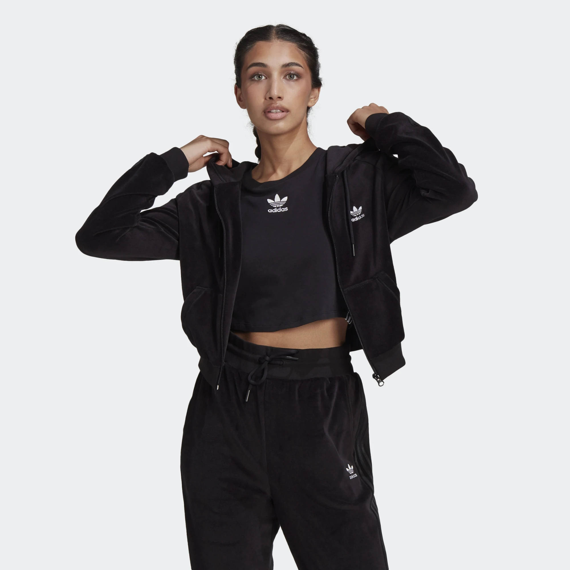 adidas Loungewear Cropped Full Zip Hoodie